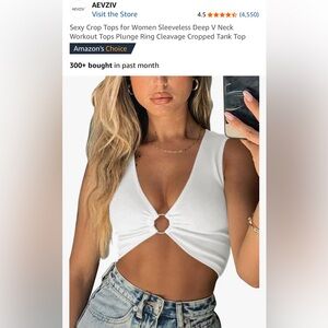 V-Neck Crop Top with Ring Detail (never worn!)